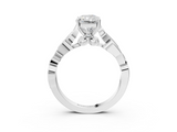 White gold Radiant Solitaire Vine Band with Milgrain Prong Setting_27