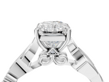 White gold Radiant Solitaire Vine Band with Milgrain Prong Setting_28