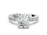 White gold Radiant Solitaire with Pavé Band and Four-Prong Setting_361