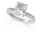 White gold Radiant Solitaire with Pavé Band and Four-Prong Setting_362