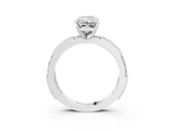 White gold Radiant Solitaire with Pavé Band and Four-Prong Setting_364