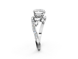 White gold Radiant Solitaire with Pavé Twist Band and Four-Prong Setting_135