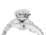 White gold Radiant Solitaire with Pavé Twist Band and Four-Prong Setting_143