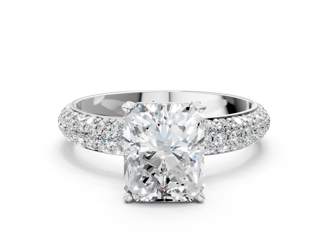 White gold Radiant Solitaire with Pave Band and Four-Prong Setting_37