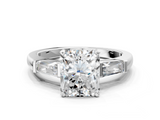 White gold Radiant Solitaire with Tapered Baguette Side Stones on a Classic Band with Four-Prong Setting_168