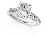White gold Radiant Solitaire with Tapered Baguette Side Stones on a Classic Band with Four-Prong Setting_169