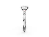 White gold Radiant Solitaire with Tapered Baguette Side Stones on a Classic Band with Four-Prong Setting_170