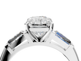 White gold Radiant Solitaire with Tapered Baguette Side Stones on a Classic Band with Four-Prong Setting_172