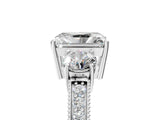 White gold Radiant Three-Stone Diamond Ring with Pavé Band and Four-Prong Setting_11