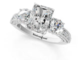 White gold Radiant Three-Stone Diamond Ring with Pavé Band and Four-Prong Setting_7