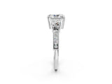 White gold Radiant Three-Stone Diamond Ring with Pavé Band and Four-Prong Setting_8