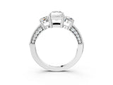 White gold Radiant Three-Stone Diamond Ring with Pavé Band and Four-Prong Setting_9