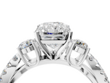 White gold Radiant Three-Stone Diamond Ring with Pavé Split Shank and Four-Prong Setting_134