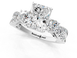 White gold Radiant Three-Stone Diamond Ring with Pavé Split Shank and Four-Prong Setting_137