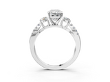White gold Radiant Three-Stone Diamond Ring with Pavé Split Shank and Four-Prong Setting_139