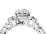 White gold Radiant Three-Stone Diamond Ring with Pavé Split Shank and Four-Prong Setting_140
