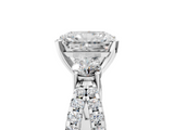 White gold Radiant Three-Stone Diamond Ring with Pavé Split Shank and Four-Prong Setting_144