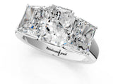 White gold Radiant Three-Stone Diamond Ring with Prong Setting on a Classic Band_16