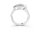 White gold Radiant Three-Stone Diamond Ring with Prong Setting on a Classic Band_18