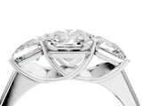 White gold Radiant Three-Stone Diamond Ring with Prong Setting on a Classic Band_19