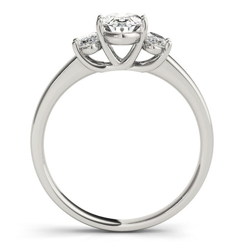 White gold Radiant Three-Stone Diamond Ring with Prong Setting on a Classic Band