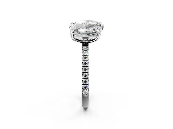 White gold Radiant and Heart Toi Moi Ring with Prong Setting and Pave Band