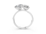 White gold Radiant and Heart Toi Moi Ring with Prong Setting and Plain Band 3