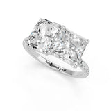 White gold Radiant and Princess Toi Moi Ring with Prong Setting and Micro Pave Band 1