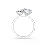 White gold Radiant and Princess Toi Moi Ring with Prong Setting and Micro Pave Band 3