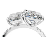 White gold Radiant and Princess Toi Moi Ring with Prong Setting and Pave Band 4