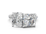 White gold Radiant and Princess Toi Moi Ring with Prong Setting and Pave Band