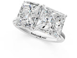 White gold Radiant and Princess Toi Moi Ring with Prong Setting and Plain Band 1