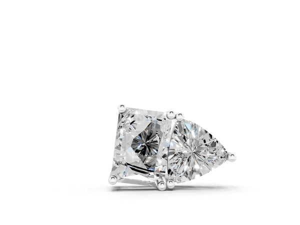 Platinum Radiant and Trillion Diamond Two-Stone Pendant with Prong Setting