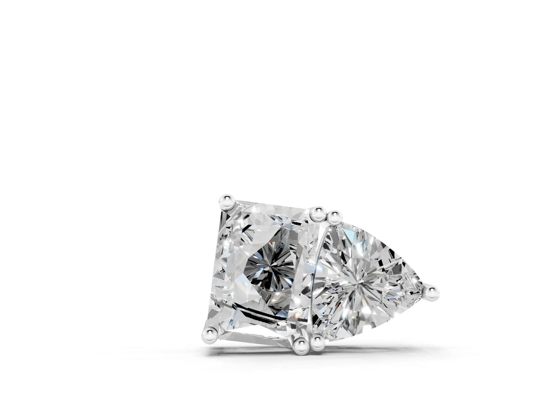 White gold Radiant and Trillion Diamond Two-Stone Pendant with Prong Setting_20