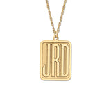 White gold Rectangular Monogram Pendant Necklace 1