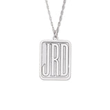 White gold Rectangular Monogram Pendant Necklace