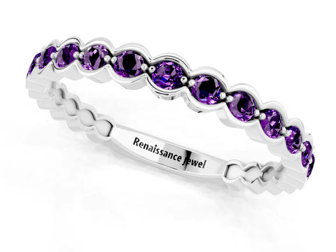 White gold Round Amethyst Bezel Set Eternity Band_19