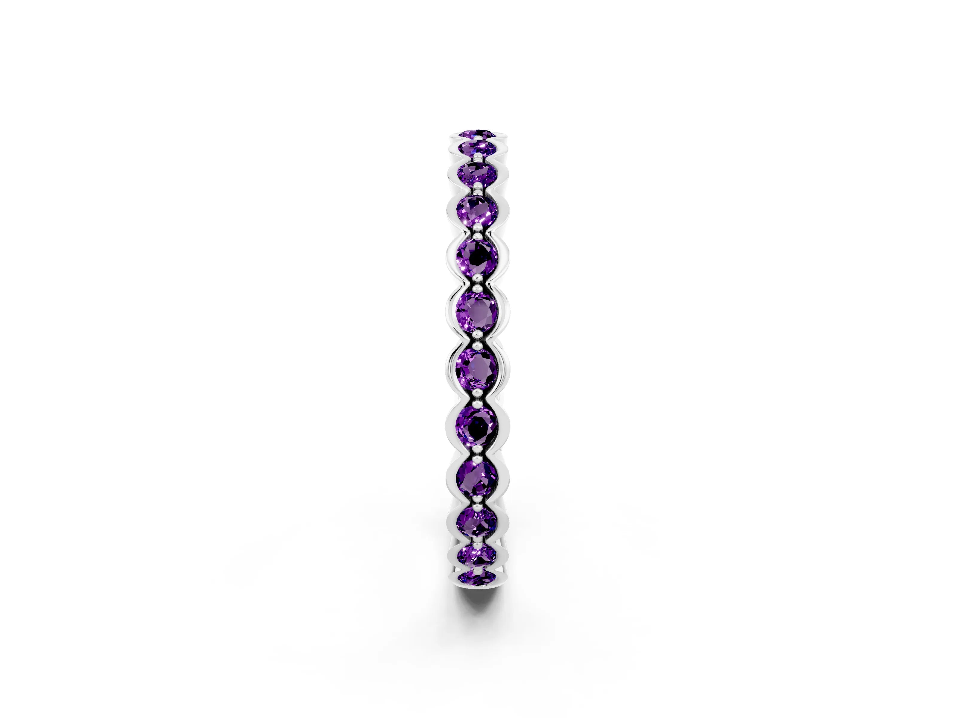 White gold Round Amethyst Bezel Set Eternity Band_20
