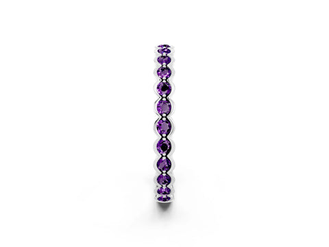 White gold Round Amethyst Bezel Set Eternity Band_20