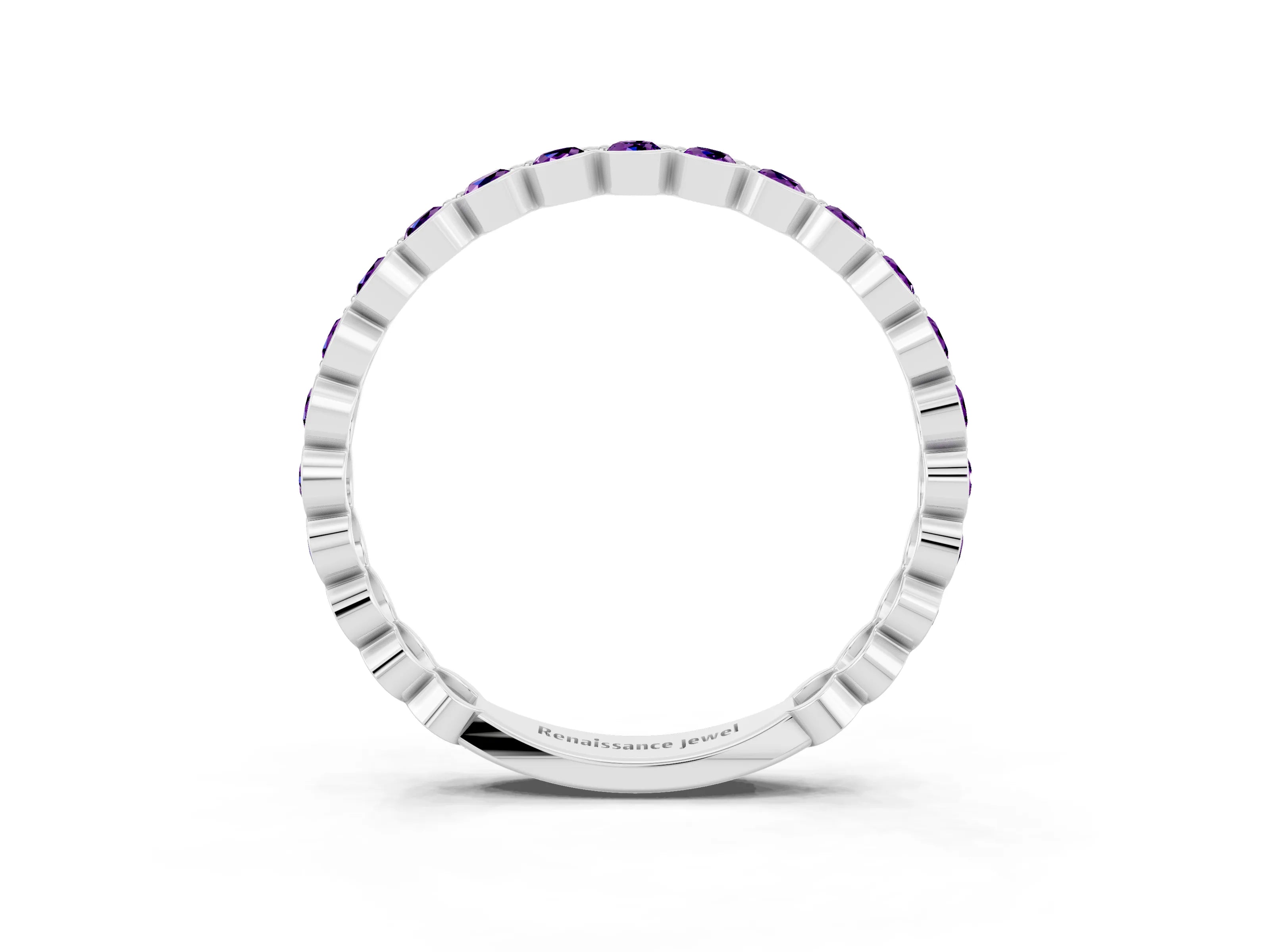 White gold Round Amethyst Bezel Set Eternity Band_21