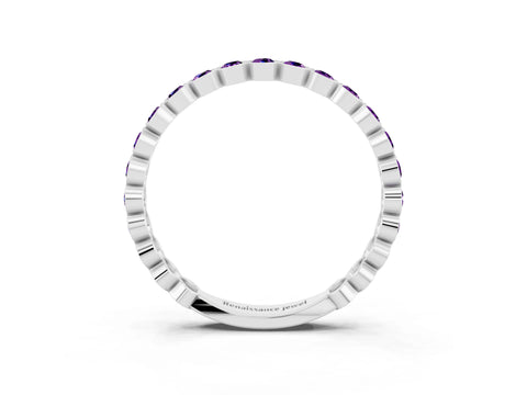 White gold Round Amethyst Bezel Set Eternity Band_21
