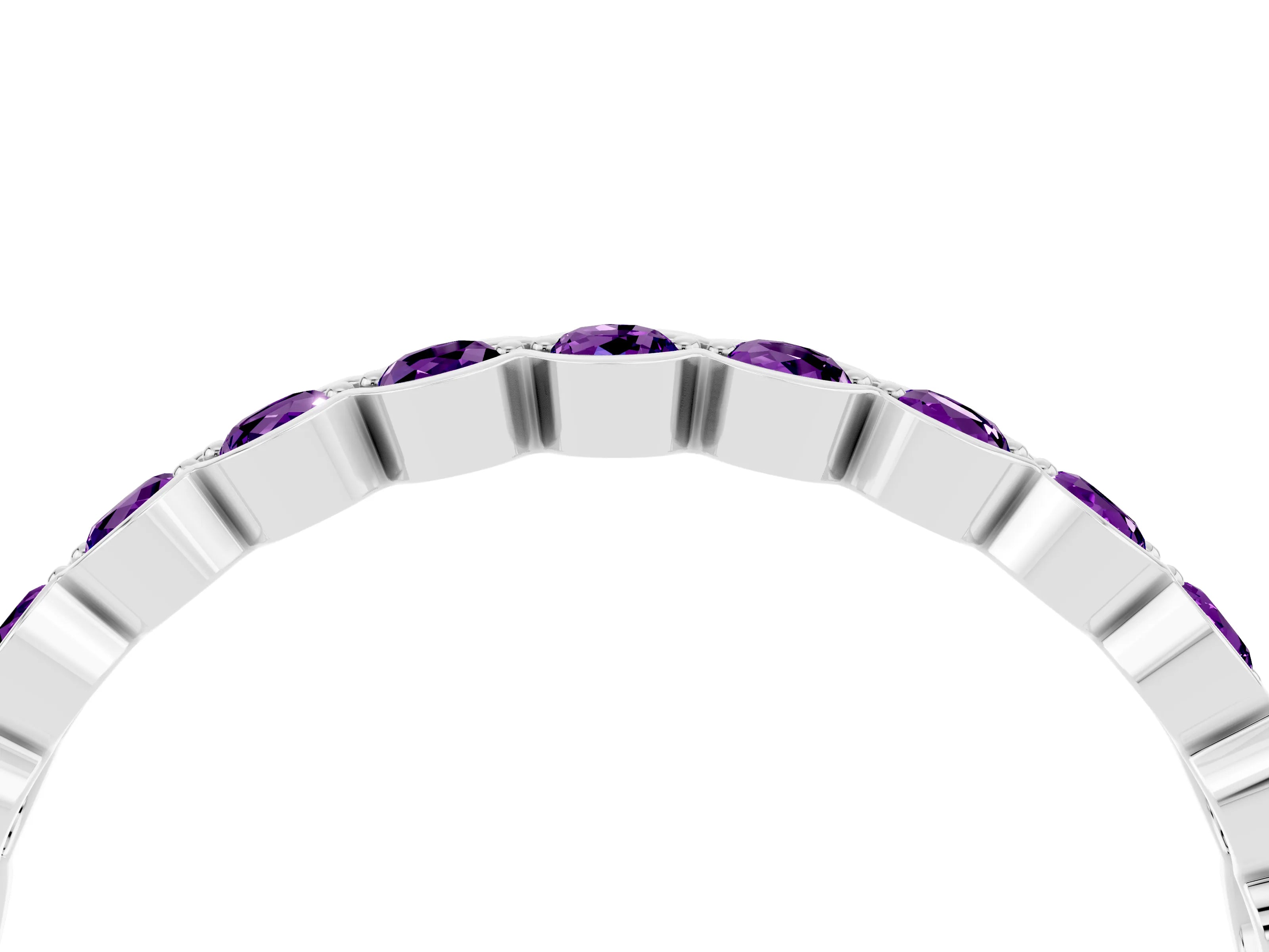 White gold Round Amethyst Bezel Set Eternity Band_22