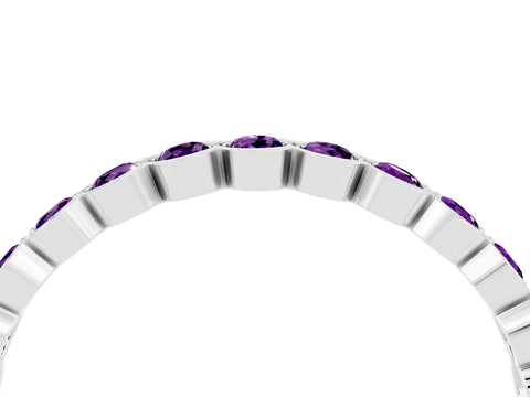 White gold Round Amethyst Bezel Set Eternity Band_22