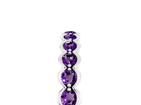 White gold Round Amethyst Bezel Set Eternity Band_23