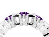 White gold Round Amethyst Channel Set Band with X-Prong Detail_10