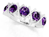White gold Round Amethyst Channel Set Band with X-Prong Detail_7