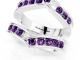 White gold Round Amethyst Channel-Set Chevron Band_7