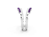 White gold Round Amethyst Chevron Contour Band with Prong Setting_8