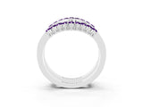White gold Round Amethyst Chevron Contour Band with Prong Setting_9
