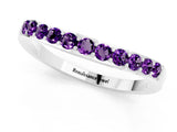 White gold Round Amethyst Curved Wedding Band with Channel Setting_7